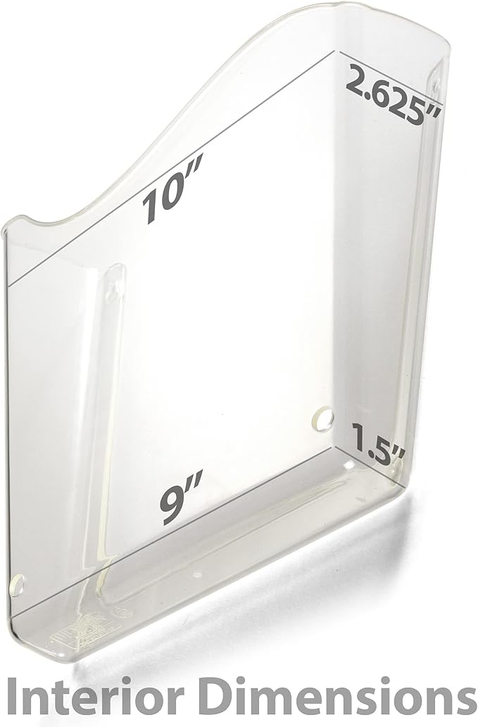 Officemate Vertical Wall File, Letter Size, Durable Unbreakable Plastic Organizer, Mountable Wall or Partition File Holder, Clear (21674)