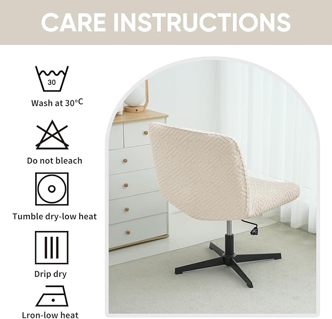 Lavish Cover Water Resistant Criss Cross Chair Cover, Jacquard Fabric Elastic Office Chair Cover,Wide Comfy Desk Chair Cover,Armless Chair Cover Protects Chair Stains and Wear(Jacquard:Beige,No Chair)