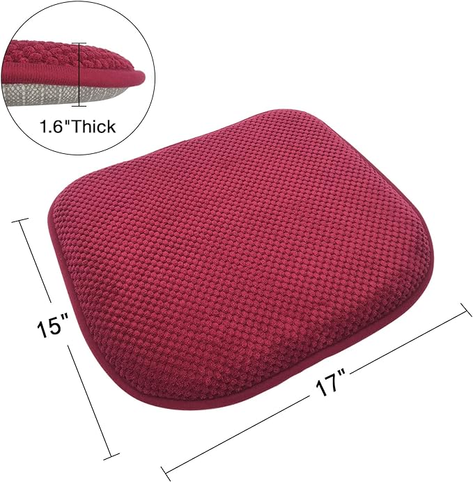 Wine Red Foam Seat Cushions Kitchen Chairs Pads for Dining Chairs Non Slip Patio Seat Cushions Set of 4 Washable U Shaped Soft Thick Large Metal Wooden Chair Cushions,17" x 15"