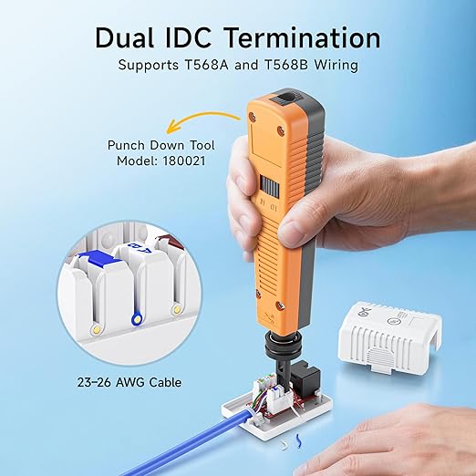 Cable Matters UL Listed Cat6 10-Pack RJ45 Surface Mount Box - 1 Port in White (Cat6 Ethernet Mount Box)