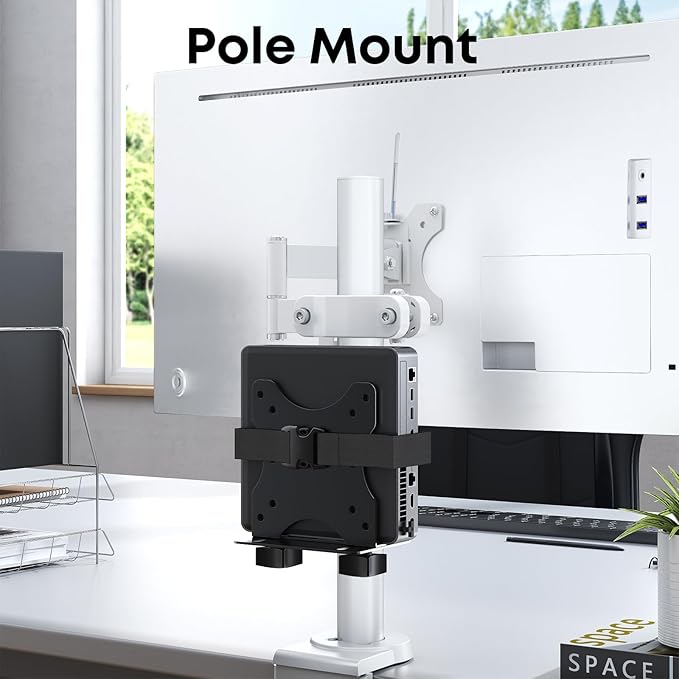 Adjustable Thin Client Mount Bracket - Mount Mini PC to Monitor Arm, Stand Pole, or Under Desk,Supports 0.67" - 2.8" Wide CPU,Black