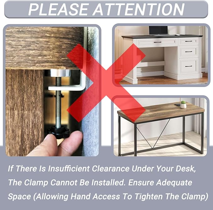 Vandebiao Clamp-On Desk Divider Privacy Panel - 20" x 24" Desktop Partition for Office & Home - Gray