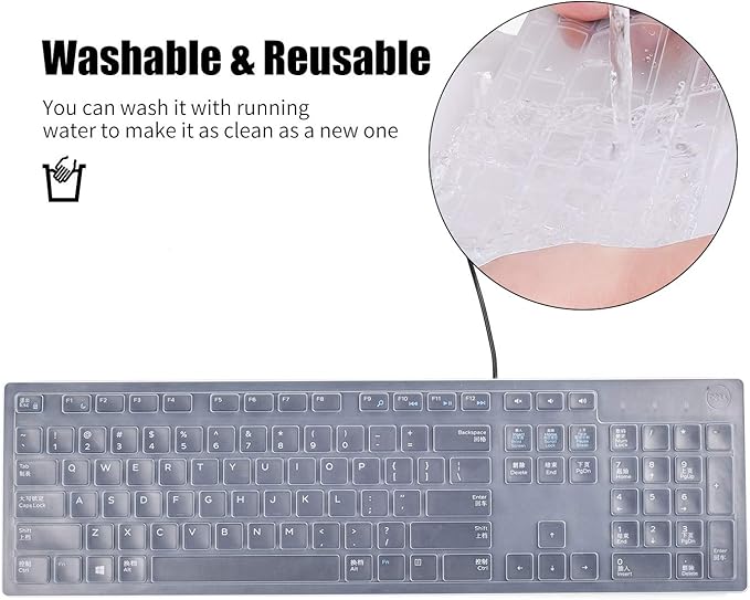Dell Keyboard Cover Skins - Compatible with Dell KB216 Wired Keyboard & Optiplex 5250/3050/3240/5460/7450/7050 & Inspiron AIO 3475/3670/3477 Desktops