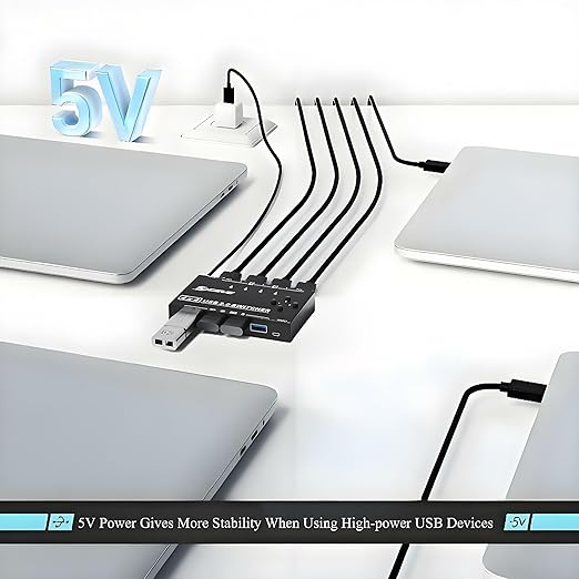 USB 3.0 Switch Selector 4 Computers, 4 Port USB KVM Switch for 4 PC Share 4 USB Devices for Keyboard Mouse Printer, Wired Remote and 4 USB 3.0 Cables Included