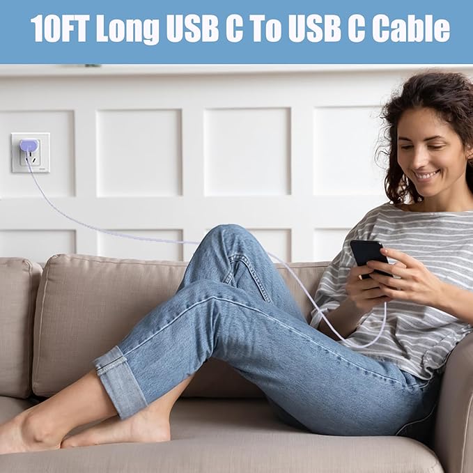25W Super Fast Charging Cord Type C Block &10Ft USB C Android Phone Charger Cable for Samsung Galaxy S26/S25/S24 Ultra/S24/S24+/S23 Ultra/S23/S23+/S22/S22 Ultra/S22+/S21Ultra/S20 Ultra/Note 20/10