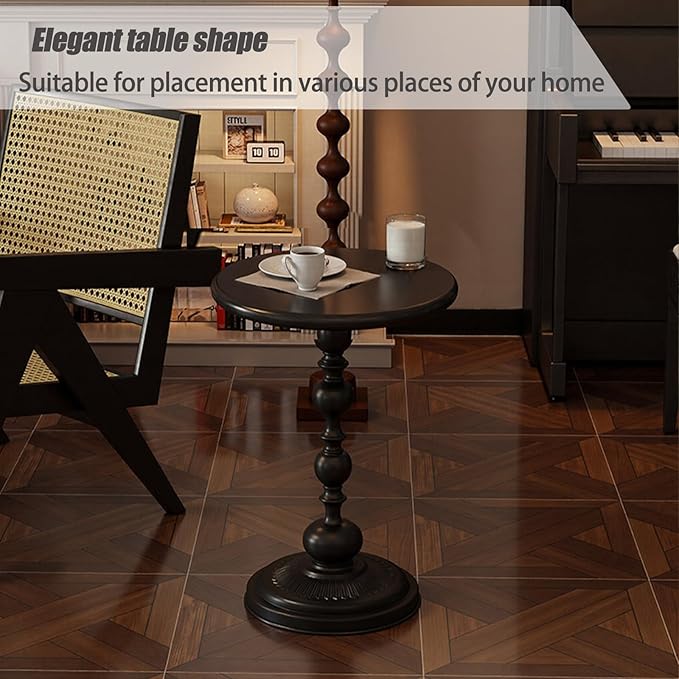 2 Set Pedestal Metal Round Side Table, Black Sofa Table, Small TV Tray Table for The Sofa in The Living Room and Bedroom, Bed, Chair, Mini Coffee Table, Headboard Table, 13.77 (W)*20.47 (H)