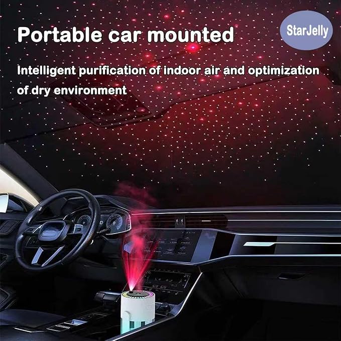 Portable Starry Sky Projection Humidifier, USB Mini Humidifier, 360° Rotating Nozzle, Colorful Lights, Anti-Clogging Technology, Ultra-Quiet Design, Suitable for Offices, Bedroom, Desktops. (02 Pink)