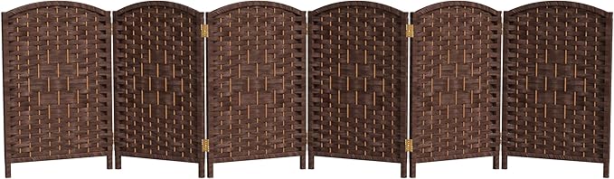 Red Lantern 2 ft. Short Diamond Weave Fiber Folding Screen - Dark Mocha - 6 Panel