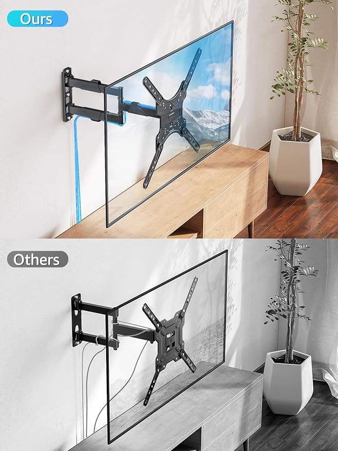 MOUNTUP Full Motion TV Wall Mount for Most 26-60 Inch TVs, Max VESA 400x400mm Wall Mount TV Bracket with Swivel Tilting Extension Level Adjustment for LED LCD Flat Curved TVs Up to 77 LBS, MU0018