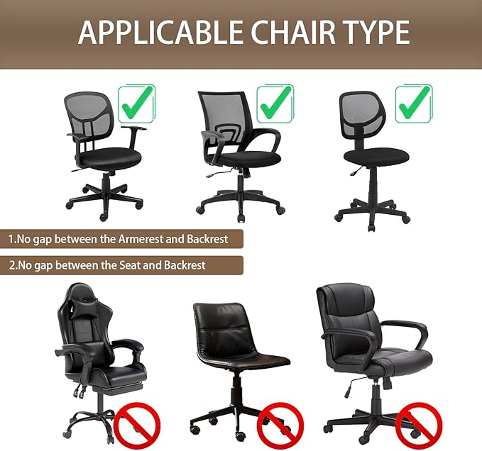 Stretch Jacquard Office Chair Cover, Removable Washable Desk Chair Cover, Anti-dust Seat Cushion Protectors - Brown
