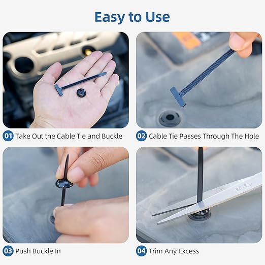 200 Pcs Nylon Universal Cable Tie Buckle for Car - Self-Locking and Easy Install Zipper Clips with Pin & Button Design - UV-Resistant Fixion Tools Zip Tie for Quick and Effortless Car Daily Repair