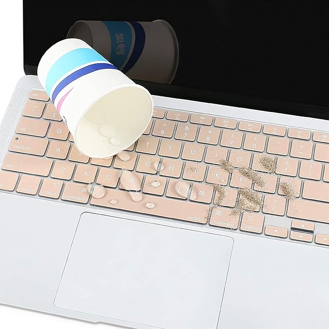 MOSISO Keyboard Cover Compatible with MacBook Air 13 inch 2022 2021 2020 Release A2337 M1 A2179 Retina Display with Touch ID Backlit Magic Keyboard, Waterproof Protective Silicone Skin, Camel