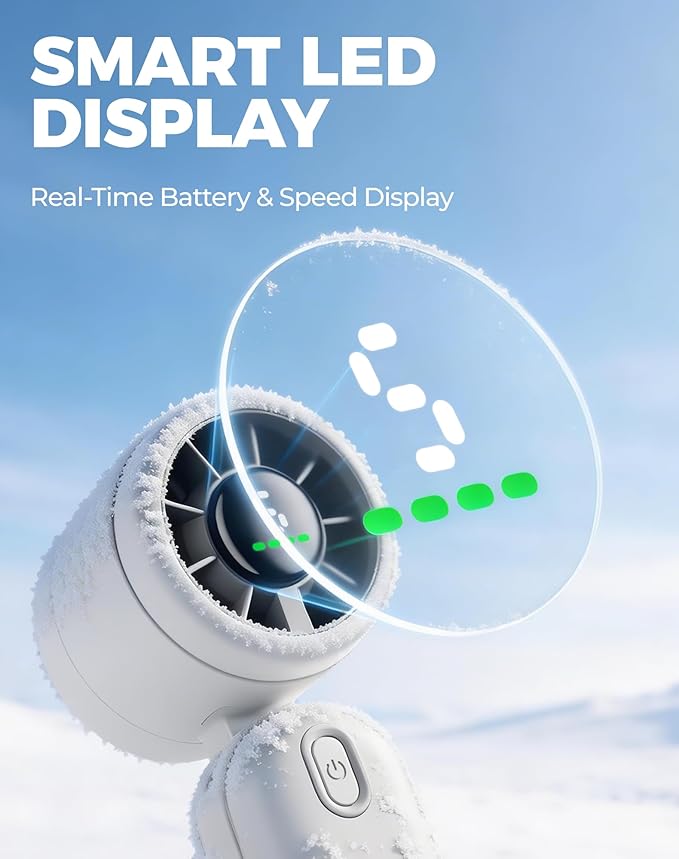 Diveblues Handheld Fan, 30ft/s Mini Portable Turbo Fan [12H Max Cooling], 4000mAh Personal Fan with LED Display, 3-in-1 Hand Held/Neck/Desk Fan for Travel, Cruise, Disney Essentials