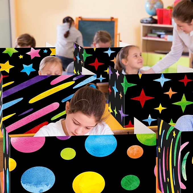 Affrolling 24 Pcs Inspirational Privacy Folders Bulk for Students Cardboard Privacy Boards Desk Divider Panel Waterproof Testing Divider for Classroom Back to School Study Supplies (Chalkboard)