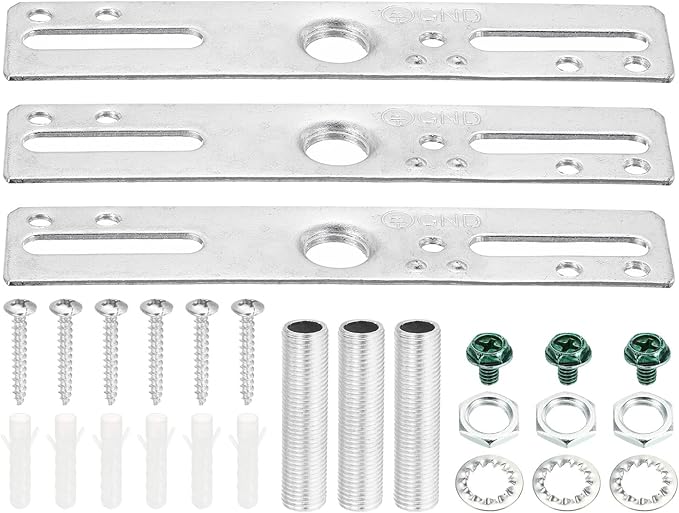 PATIKIL 4" Ceiling Light Plate Kit, 3 Pack Light Crossbar Mounting Bracket Universal Lamp Fixture Hardware Set for Chandelier Wall Light, Silver