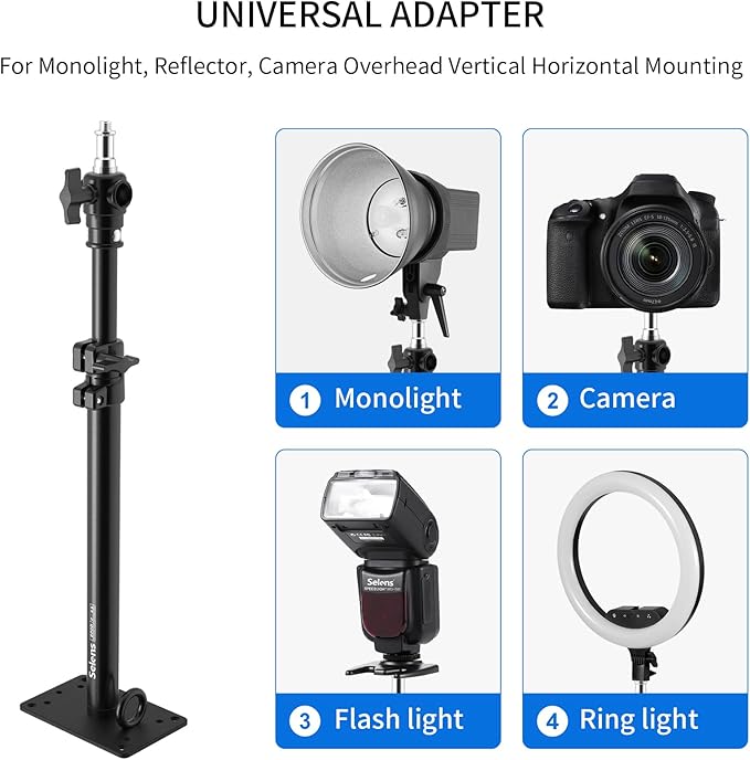 Selens Photography Studio Wall Mount, Camera Wall Ceiling Mount Boom Arm Up to 22" for Photo Video Monolights, Umbrellas, Reflectors, Overhead with 3/8" 1/4" Thread