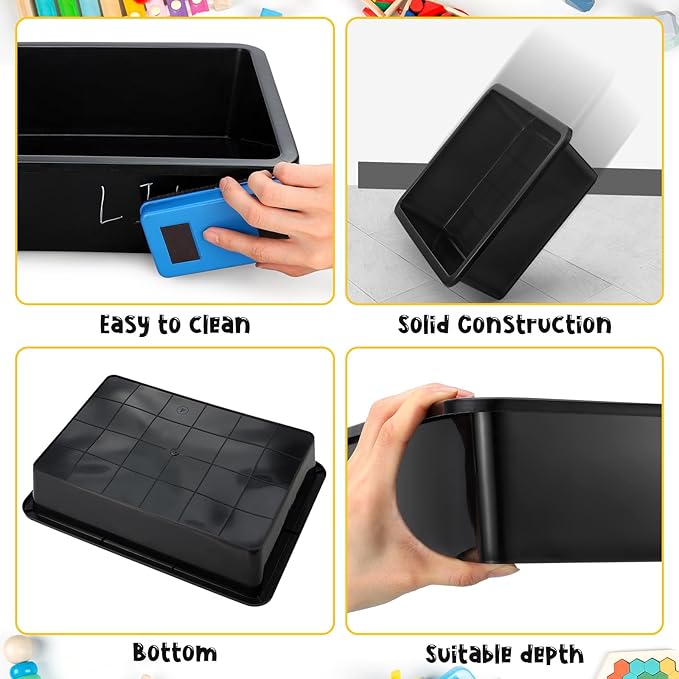 Hoteam 5 Pcs Paper Trays for Classroom Plastic Storage Bin Tray Bulk Stackable File Organizer for School Office Teacher Book Organization Supplies(Black,13.78 x 9.84 x 3.15 Inch)