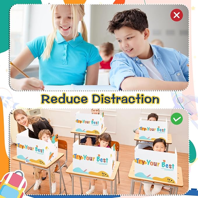 Privacy Boards for Student, 12 Pcs Desk Dividers for Students, Cardboard Privacy Folders, Privacy Shield Folder Boards, Classroom Divider Shield for School Teachers Home (Try Your Best)