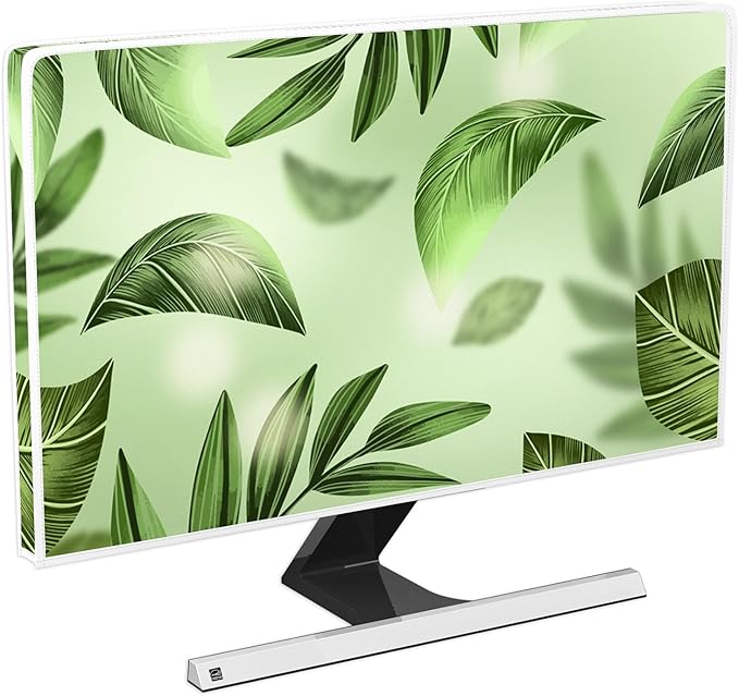 Spring Leaves Waterproof Television Cover 50,51,52 Inch Aesthetic Trendy Green Botanical Weatherproof Screen TV Covers Anti-Static Dustproof Protective Cover forLED LCD OLED TVs