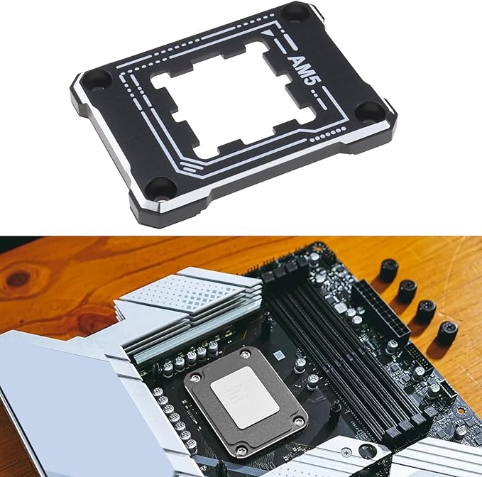 AM5 CPU Holder AM5 Anti-Bending Contact Frame with 4Pcs Screws & 1x Screwdriver Corrective Anti-Bending Fixing Frame 75x56mm/ 2.95x2.2in Black