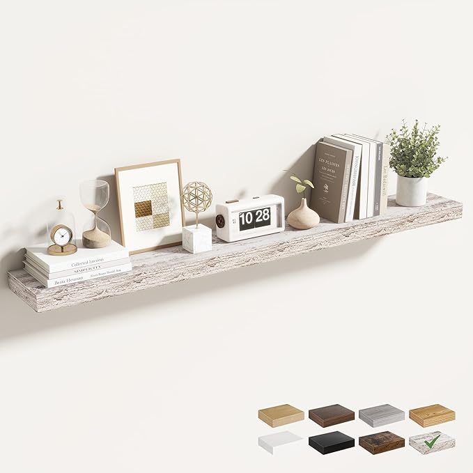 Acovy 48 Inch Floating Shelves for Wall 1 Pack, 48" Wall Shelves for Books, Storage, Decor, Wall Mounted Floating Shelf with Invisible Brackets for Kitchen, Living Room, Rustic