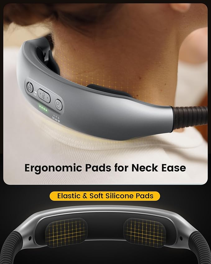 Glocusent Ergonomic Reading Lights for Books in Bed, 1600mAh Rechargeable Book Light, 100 Hrs - 3 Colors & 5 Brightness, Neck Light with Timers, Sleep Aid & Travel Lock