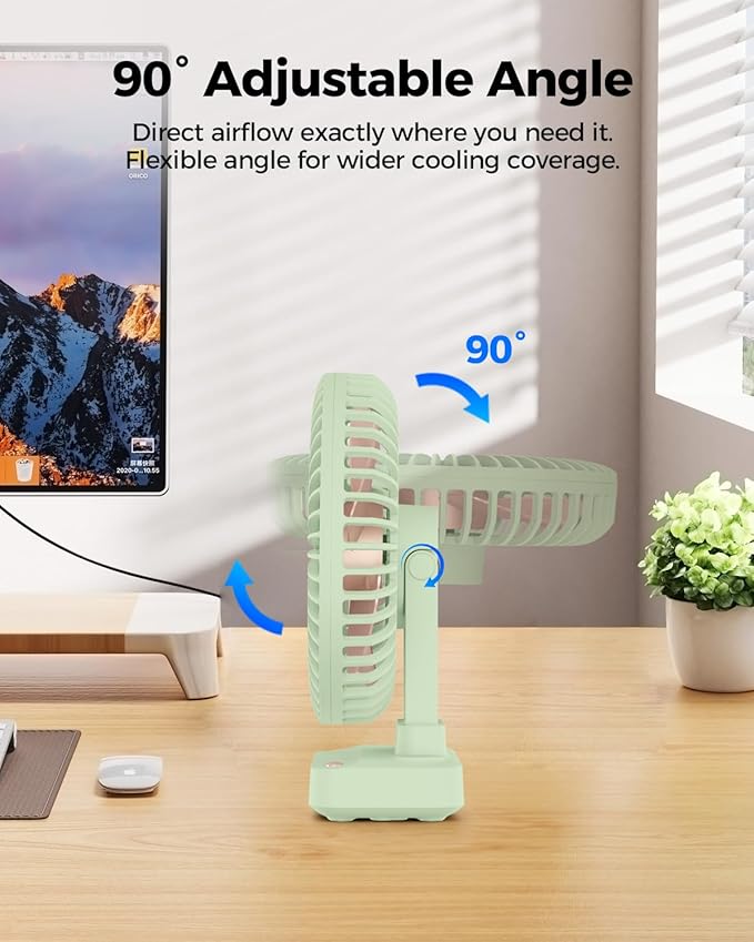 Funme Desk Fan, Small But Powerful, 6700mAh Personal Portable 3 Speeds, 23H Max Cooling Time, Adjustable Mini Table Desktop fan for Cooling Home Office Bedroom Summer Travel, Green Standard
