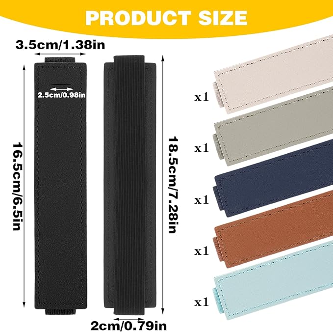 Mabor 6Pcs Elastic Notebook Pen Holder Adjustable Straps Leather Pen Sleeve Pouch for Journal Planner Pencil Holder for Book Binder School Office Supplies Pen Holder for Planner