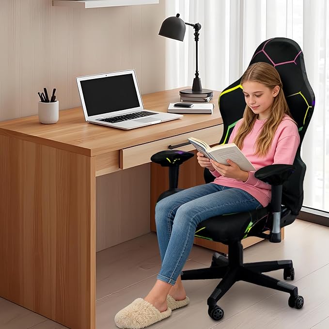 Gaming Chair Covers Slipcovers, 3D Printing Stretchable Elastic Computer Reclining Gaming Chair Seat Cover with Armrest Cover (No Chairs)(M)