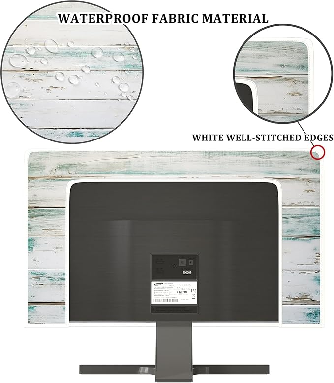 Waterproof Television Covers 50, 51, 52 Inch Anti-Static Anti-Scratch Protective Sleeve Compatible with PC Desktop and TV LCD LED Dust Cover for TV，Vintage Gray Wooden Board