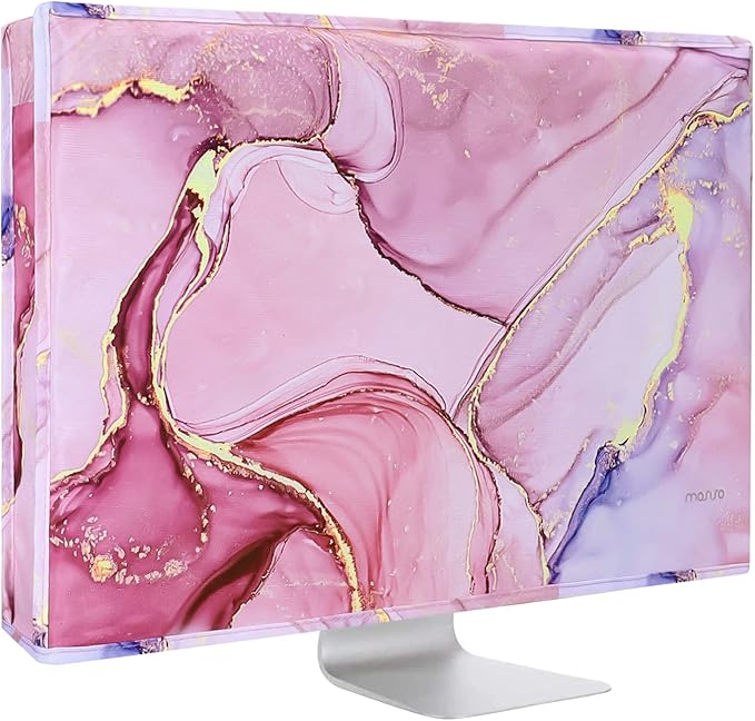 MOSISO Monitor Dust Cover 26, 27, 28, 29 inch Anti-Static Dustproof LCD/LED/HD Panel Case Computer Monitor Cover Sleeve Compatible with iMac 27 inch, 26-29 inch PC, Desktop and TV Marble MO-MBH216