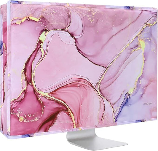 MOSISO Monitor Dust Cover 26, 27, 28, 29 inch Anti-Static Dustproof LCD/LED/HD Panel Case Computer Monitor Cover Sleeve Compatible with iMac 27 inch, 26-29 inch PC, Desktop and TV Marble MO-MBH216