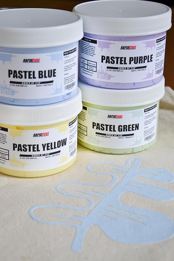 Rapid Cure® Pastel Blue Screen Printing Ink (Gallon - 128oz.) - Plastisol Ink for Screen Printing Fabric - Low Temperature Curing Plastisol by Screen Print Direct - Light Blue Fast Cure Ink for Silk