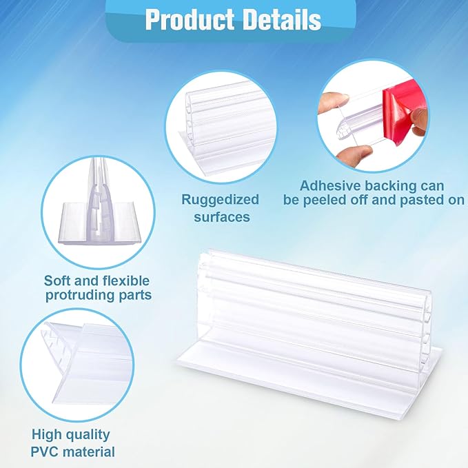 12 PCS Sneeze Guard Holder, 3x1.6X1.18 INCH Self-Adhesive Sneeze Holder, Sign Holder Stand, Desk Privacy Panel Holder for Students, Office, Desk Table Counter (Transparent)