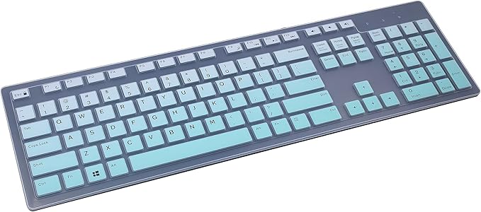 Keyboard Cover Skin Compatible for Dell KM636 KB216 KB216t KB216p Wireless/Wired Keyboard & Dell Optiplex 5250 3050 3240 5460 7450 7050, Inspiron AIO 3475/3670/3477 All-in One Desktop (Ombre Mint)