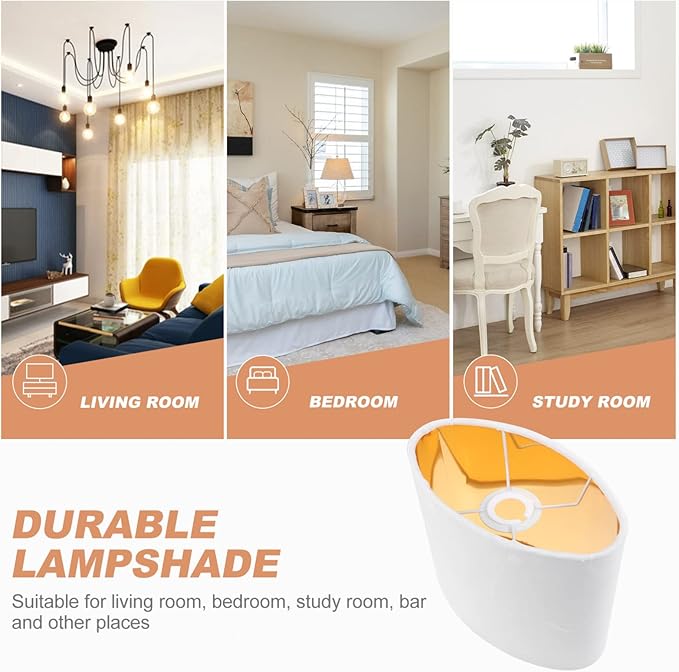 KALLORY Cloth Lamp Shade Oval Shaped Clip-on Lamp Cover Shade Accessories for Table Floor Pendant Lamp Replacement
