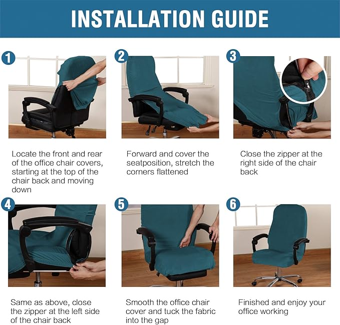 H.VERSAILTEX Velvet Home Office Chair Covers Stretchable Computer Desk Chair Covers Mid - High Back Universal Executive Boss Gaming Chair Covers Removable Machine Washable, Dark Teal