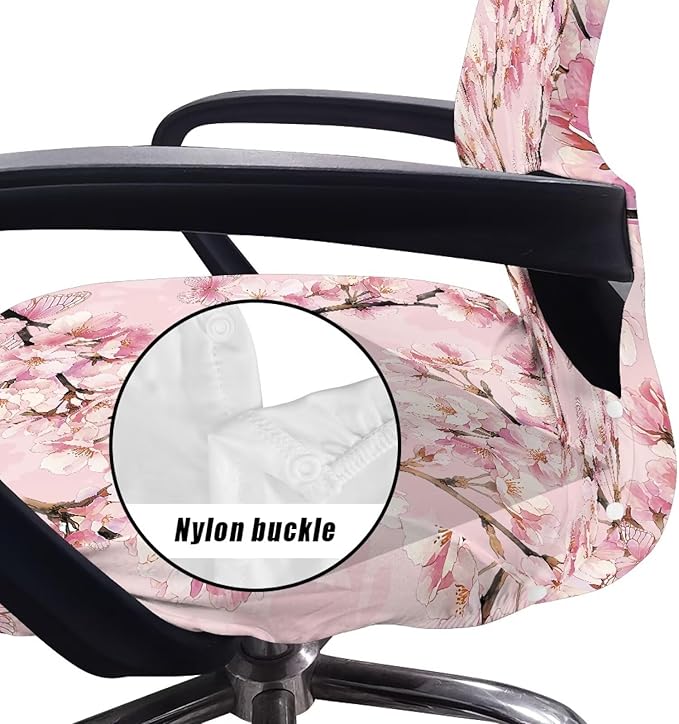 Talayituse Cherry Blossom Flower Print Office Chair Covers, Stretch Computer Chair Cover, Universal Boss Chair Covers Modern Simplism Style High Back Chair Slipcover, Large