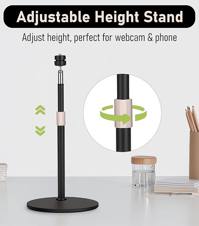 B15 All Metal Webcam Phone Desk Camera Stand 360° Swivel Holder for Webcam C960 C930e C930 C920 C920S C922x C922 Brio 4K C925e C615 and Other 1/4'' Thread Devices