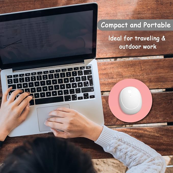 Dapesuom Small Mouse Pad, 6 x 6 Inch Thick Rubber Premium-Textured Non-Slip Portable & Washable Round Mini Mouse Mat for Women Men Wireless Laptops Keyboard Tray Gaming Work Computer Travel, Rose Pink