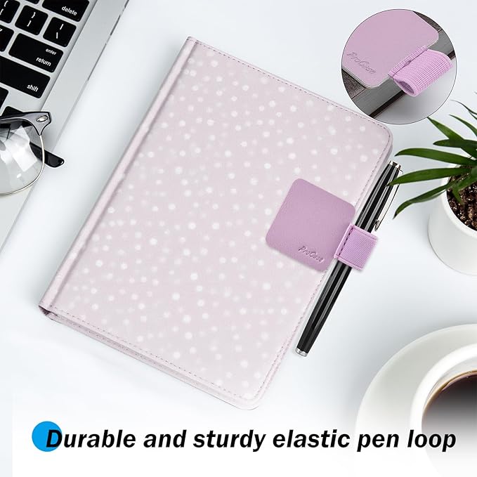 ProCase (5 Pack Pen Loop Holder for Notebooks Journals Planners Tablet Case, Self Adhesive Leather Pencil Holder with Elastic Loop for Pens, Apple Pencil, Stylus Pen -Purple
