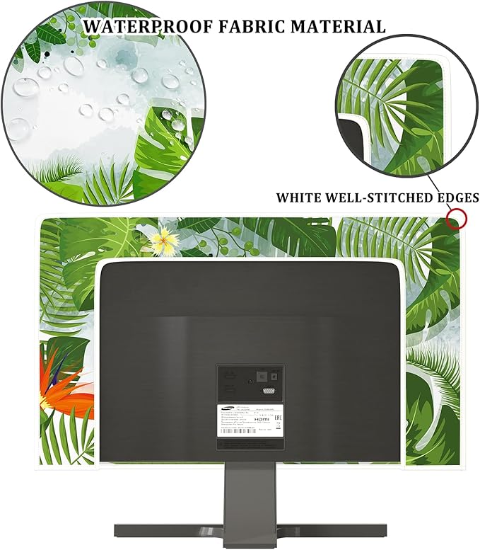 Watercolour Hawaii Plants Television Cover 50, 51, 52 Inch Tropical Leaf Botanical Screen TV Accessories TVs LED LCD OLED Screen Decoration for Home Office Tablet LCD/LED/HD