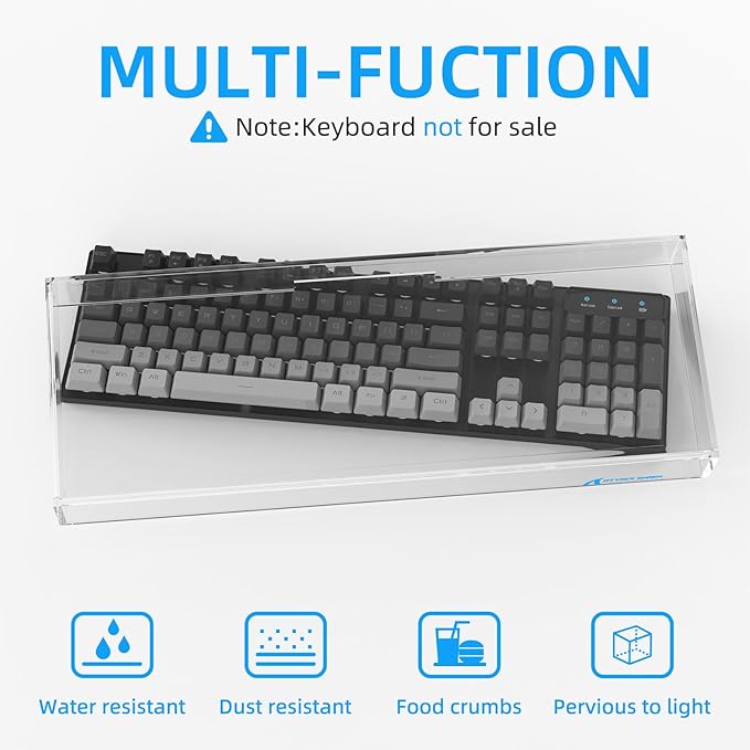 Attack Shark KC04 Acrylic Clear Transparent Keyboard Cover(17.4 * 6.5 * 1.89 inch) with Dustproof Waterproof Anti-hit Anti-cat Protective Case for Standard 104Key Mechanical Gaming Keyboard