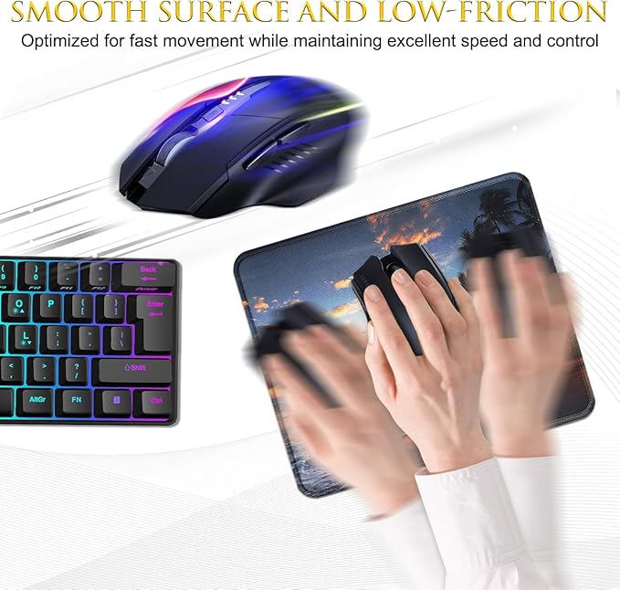 JIKIOU Mouse Pad with Non-Slip Rubber Base, Premium-Textured & Washable Computer Mousepad with Stitched Edges, Mouse Pads for Computers, Laptop, Gaming, Office & Home, 10.2 x 8.3 in Sunset