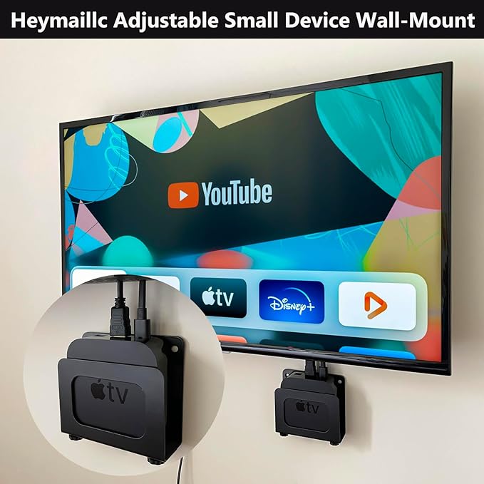 Cable Box Mount Modem Mount Adjustable Wall Mount for Small and Narrow Devices Like Cable Boxes, Modems,DVD Players, Beelink, Mini PC, Apple TV, Mac mini,Roku and More(Black-Narrow)