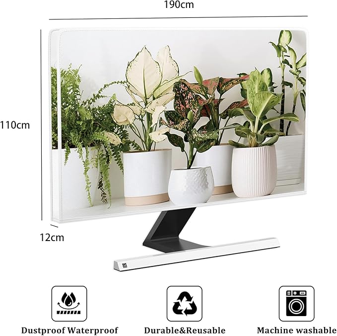 Potted Plant Television Cover 80 Inch Green Potting Botanical Leaf TV Accessories LED LCD OLED TVs Screen Decoration Waterproof Weatherproof and Dust-Proof Dust Cover for TV