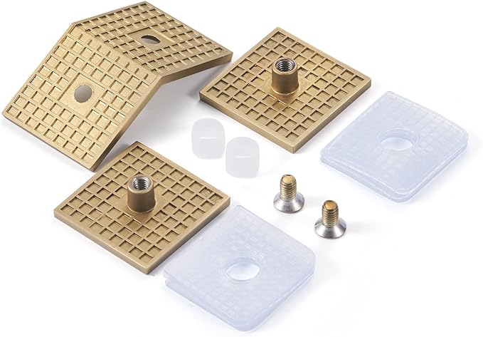 Ranbo Square Frameless Glass Clamp Connector/Shower Door Fixed Panel/Glass-to-Glass Corner Clamp,304 Stainless Steel,for 5/16" - 1/2" (8-12 mm) Thickness Glass,2 PC,Gold