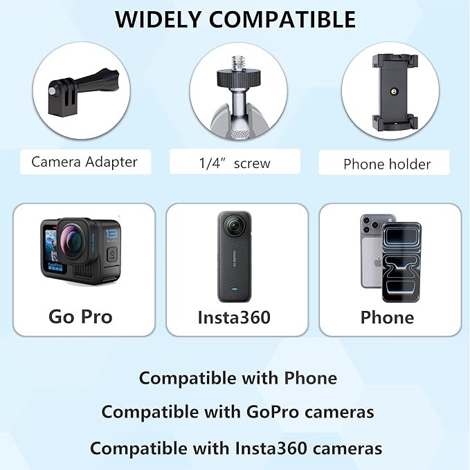 4.5" Suction Cup Magic Arm Mount Kit：Versatile Car Mount & Desktop Phone Holder Complete with 1/4" Thread Phone Holder & Camera Adapter | Perfect for Phone、Webcam、Action Camera、Video Light