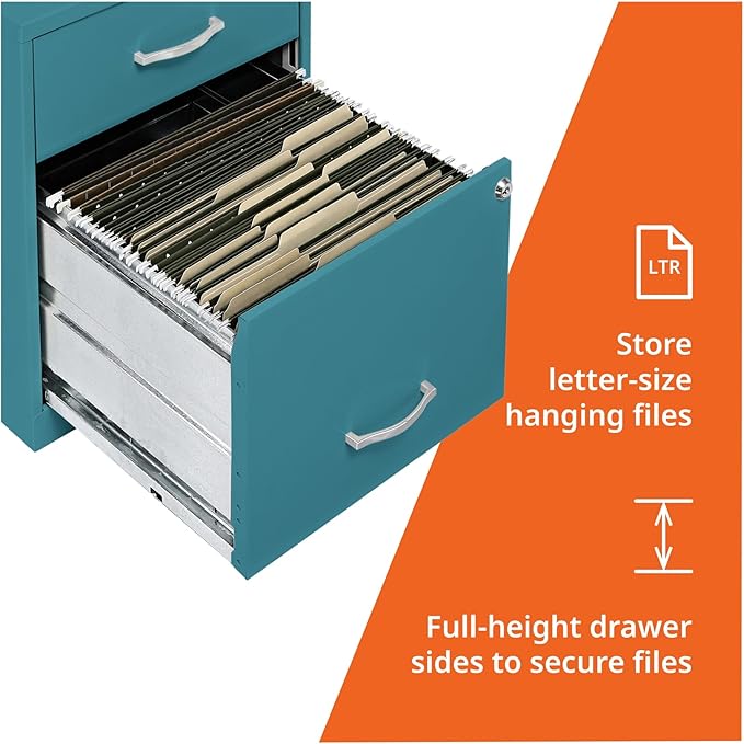 NuSparc 2 Drawer Locking Filing Cabinet | Pre-Assembled Steel Construction | Space-Saving Design is Perfect for Home and Small Office | Letter-Size | Assembled in North America