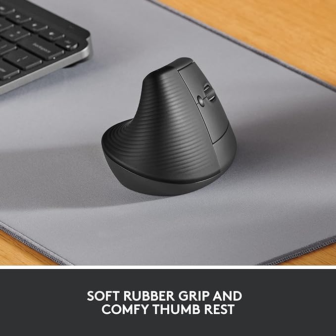 Logitech Ergo K860 Wireless Ergonomic Keyboard & Lift Vertical Ergonomic Mouse, Wireless, Bluetooth or Logi Bolt USB Receiver, Quiet clicks, 4 Buttons - Graphite